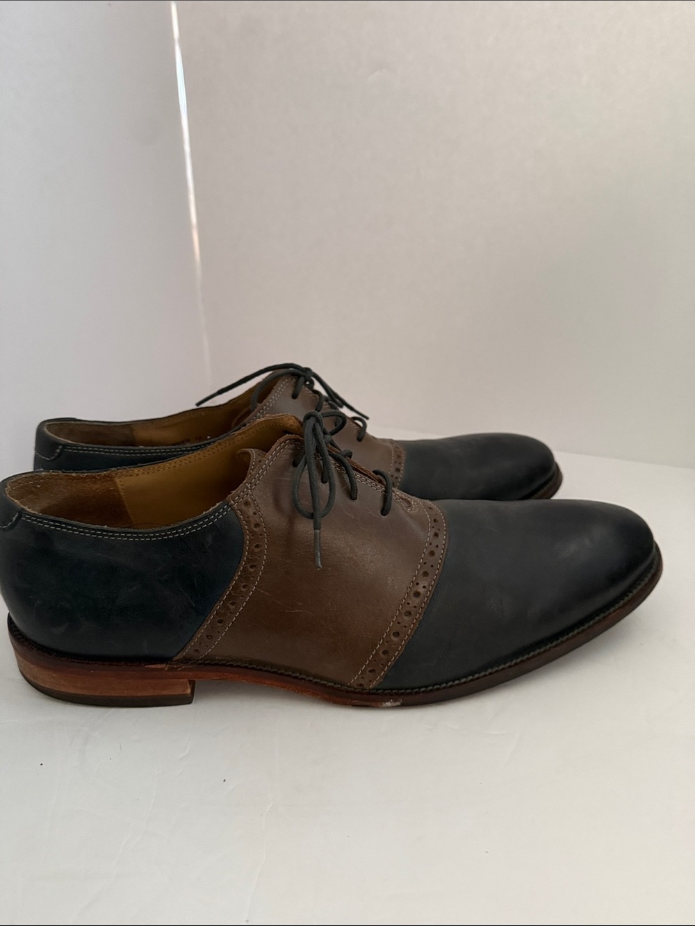 Cole Haan Black and Brown Two-Tone Leather Oxfords
